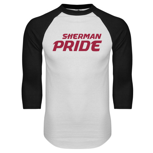 White/Black Raglan Baseball T Shirt-Sherman Pride