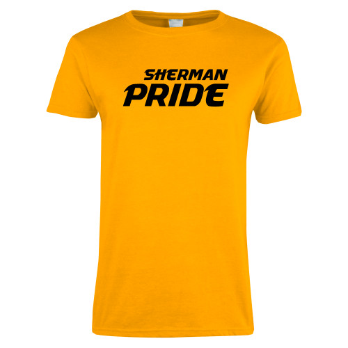 Womens Gold Short Sleeve Tee-Sherman Pride