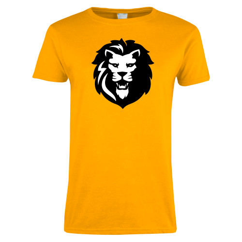 Womens Gold Short Sleeve Tee-Larry Lion