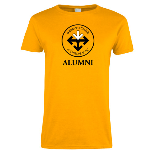 Womens Gold Short Sleeve Tee-Alumni with Seal
