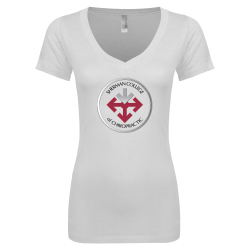 Next Level Womens White Ideal V Tee-Seal