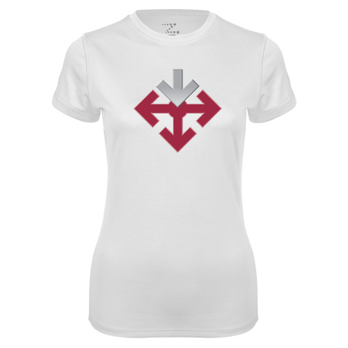 Womens White Performance Tee-Sherman Arrows