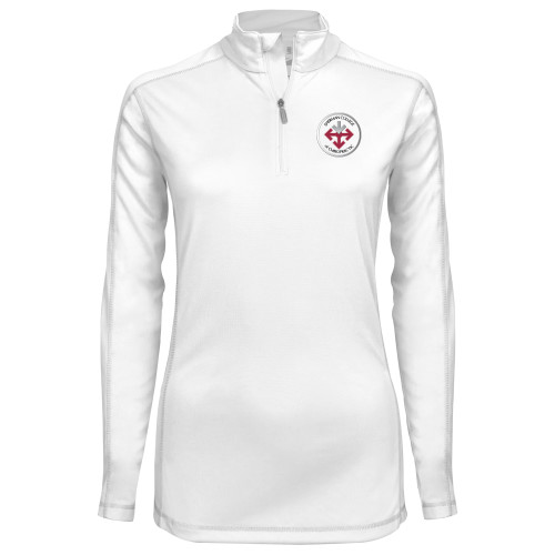 Syntrel Womens White Interlock 1/4 Zip-Seal