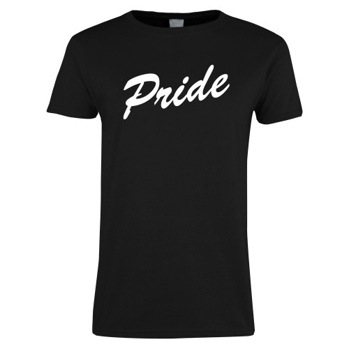 Womens Black Short Sleeve Tee-Pride Script