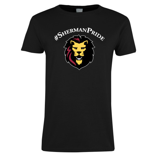 Womens Black Short Sleeve Tee-Hashtag Sherman Pride