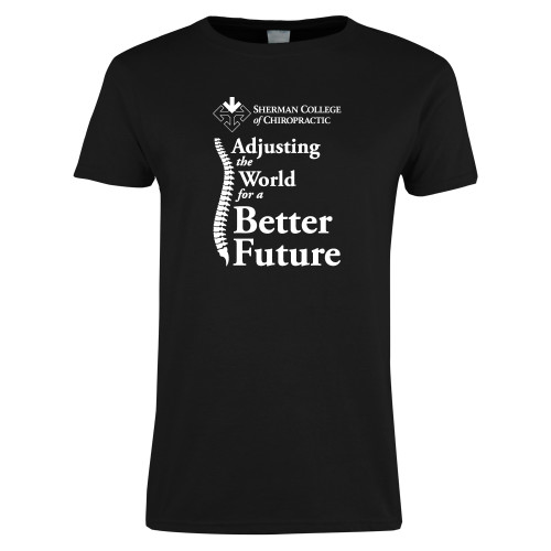Womens Black Short Sleeve Tee-Adjusting the World for a Better Future