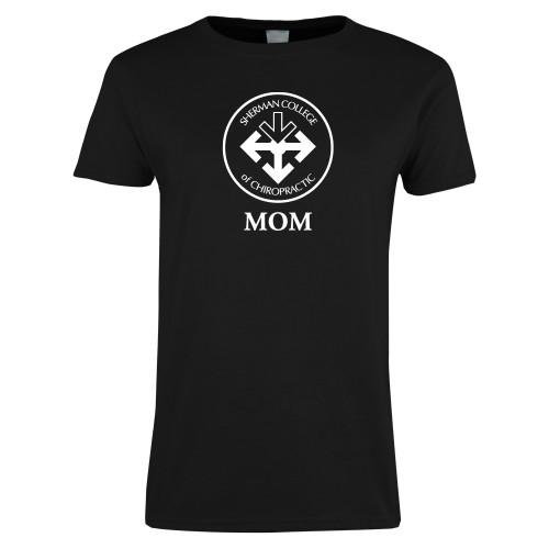 Womens Black Short Sleeve Tee-Mom with Seal