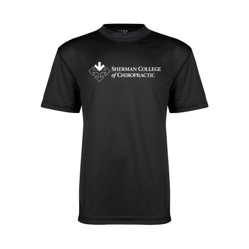 Youth Performance Black Tee-College Logo