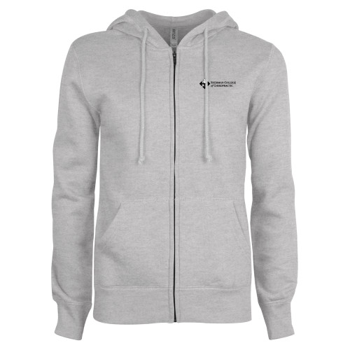 ENZA Womens Grey Fleece Full Zip Hoodie-College Logo