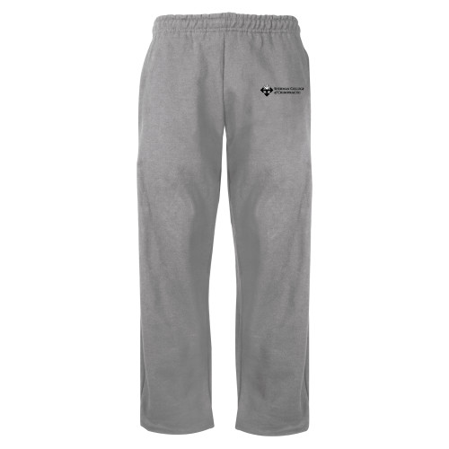Grey Fleece Open Bottom Pant-College Logo