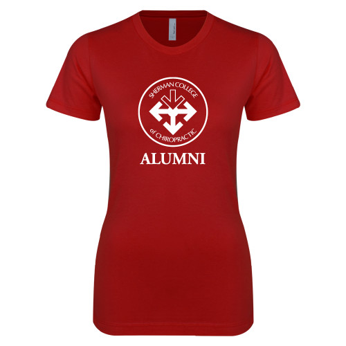 Next Level Womens Cardinal Boyfriend Tee-Alumni with Seal
