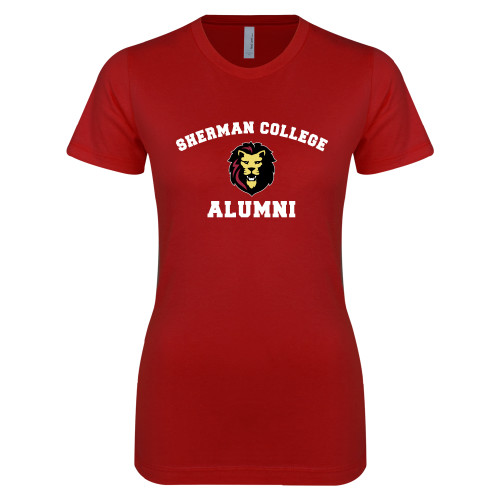 Next Level Womens Cardinal Boyfriend Tee-Alumni with Lion