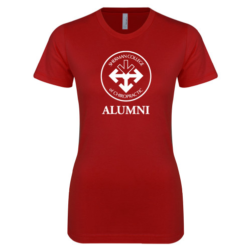 Next Level Womens Cardinal Boyfriend Tee-Alumni with Seal
