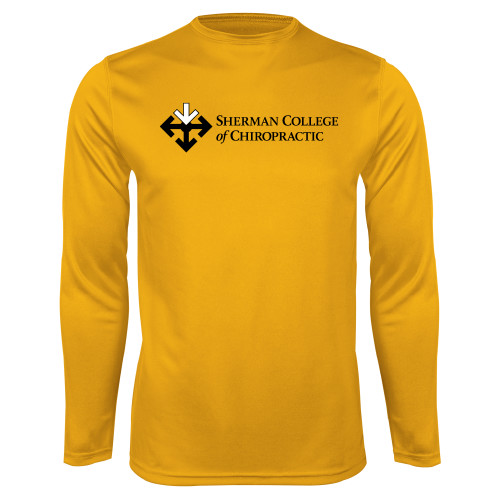 Gold Performance Long Sleeve Shirt-College Logo