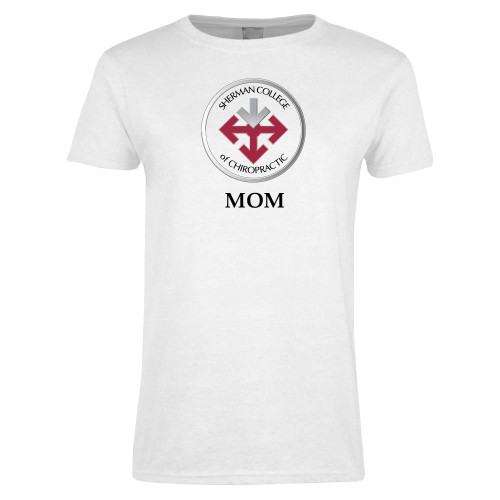 Womens White Short Sleeve Tee-Mom with Seal