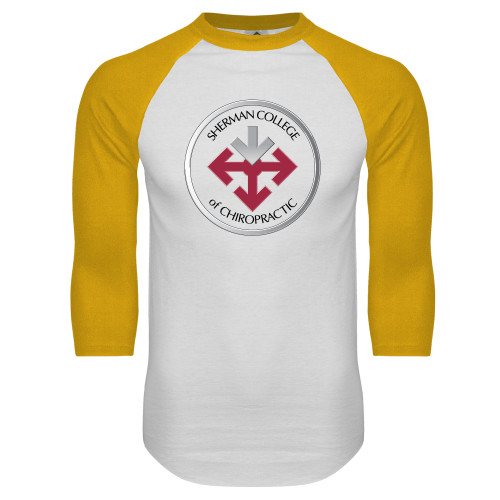 White/Gold Raglan Baseball T Shirt-Seal