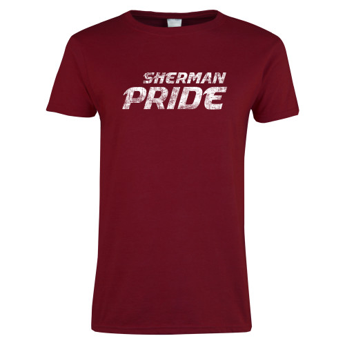 Next Level Womens Cardinal Short Sleeve Tee-Sherman Pride Distressed