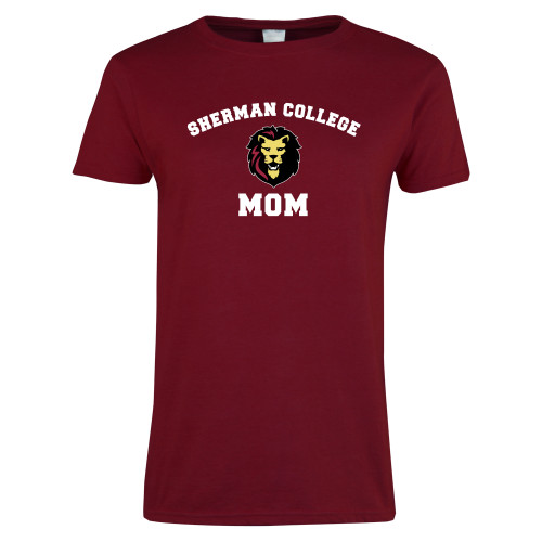 Next Level Womens Cardinal Short Sleeve Tee-Mom with Lion