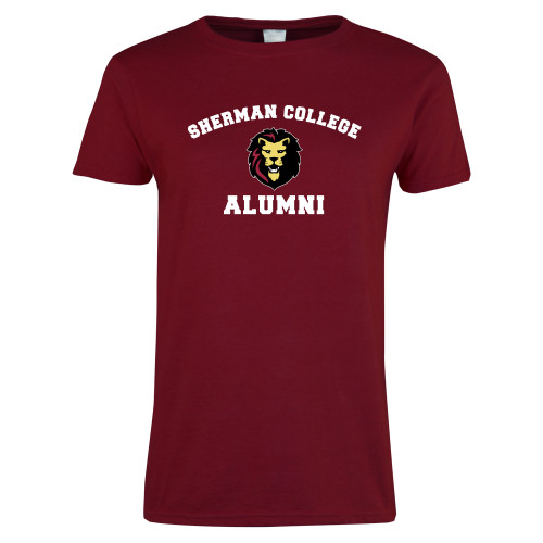 Next Level Womens Cardinal Short Sleeve Tee-Alumni with Lion