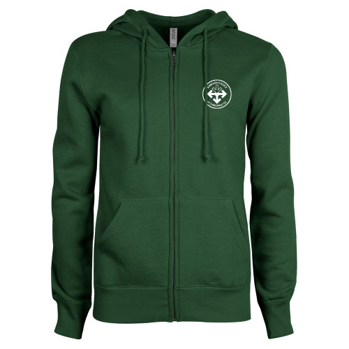 ENZA Womens Dark Green Fleece Full Zip Hoodie-Seal