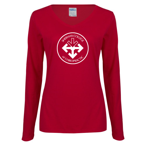 Womens Cardinal Long Sleeve V Neck Tee -Seal