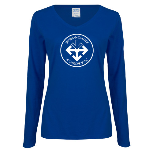 Womens Royal Long Sleeve V Neck Tee -Seal