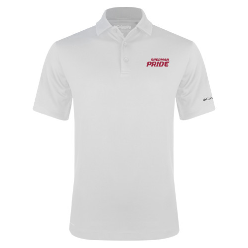 Columbia White Omni Wick Drive Polo-Sherman Pride