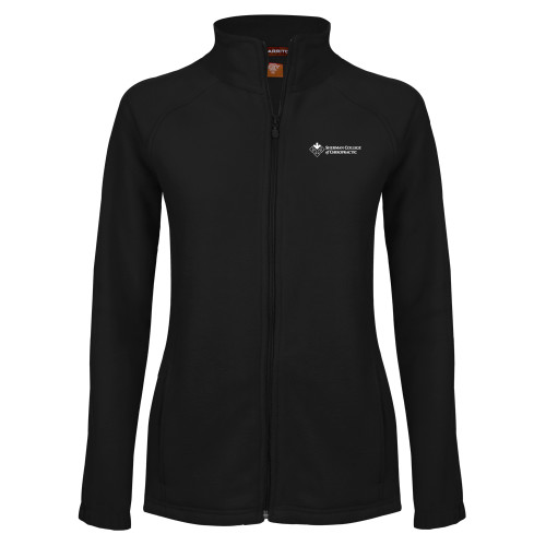 Womens Black Fleece Full Zip Jacket-College Logo