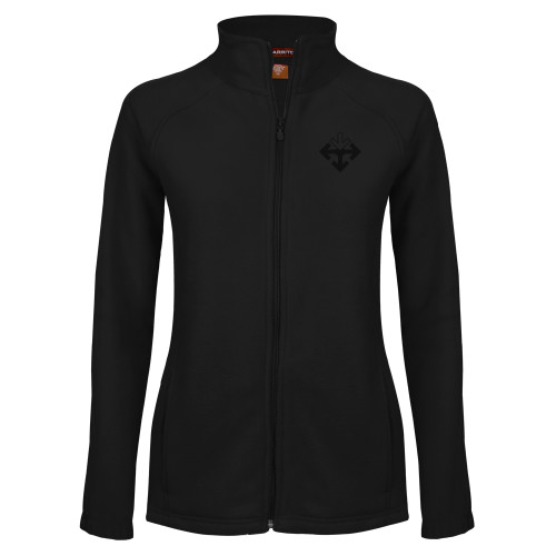Womens Black Fleece Full Zip Jacket-Sherman Arrows
