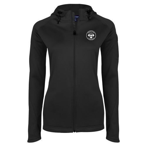 Womens Black Tech Fleece Full Zip Hooded Jacket-Seal
