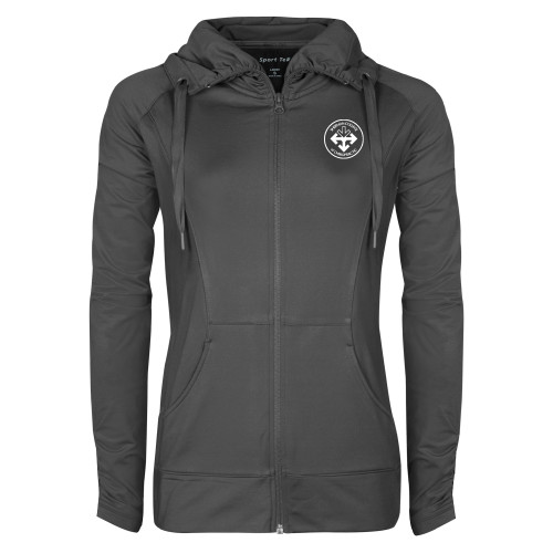Womens Charcoal Sport Wick Stretch Full Zip Jacket-Seal