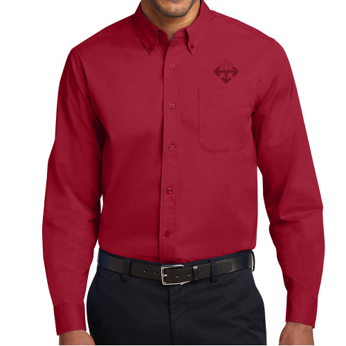 Twill Button Down Long Sleeve Cardinal-Sherman Arrows