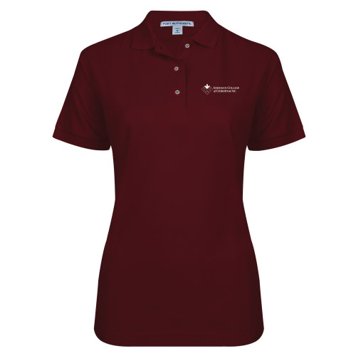 Womens Silk Touch Burgundy Pique Polo-College Logo