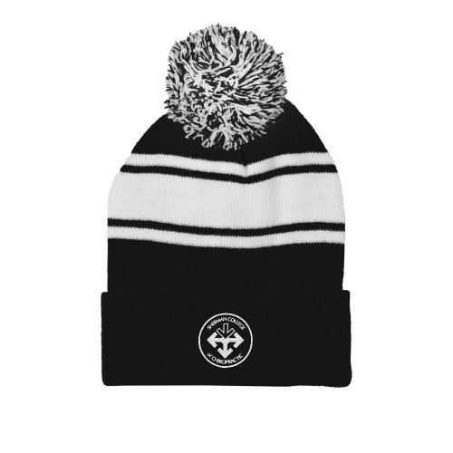 Black/White Two Tone Knit Pom Beanie w/Cuff-Seal