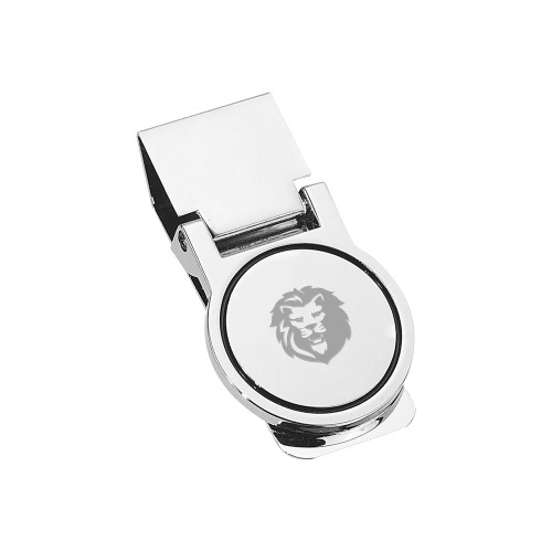 Round Silver Money Clip-Larry Lion Engraved