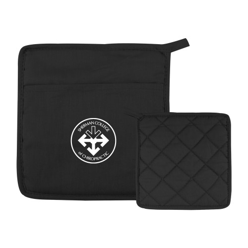 Quilted Canvas Black Pot Holder-Seal