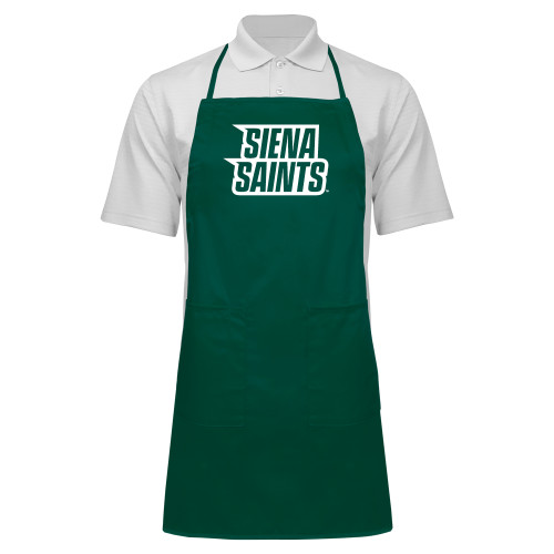 Siena Full Length Dark Green Apron - Siena Saints Wordmark Stacked