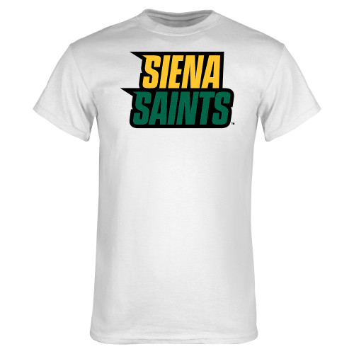 Siena White T Shirt - Siena Saints Wordmark Stacked