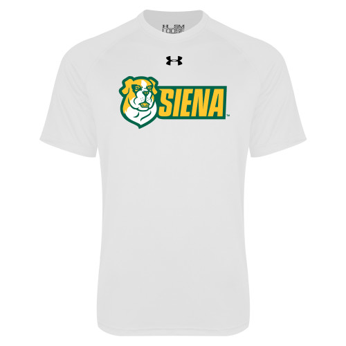 Siena Under Armour White Tech Tee - UA - Siena Athletic Mark Horizontal
