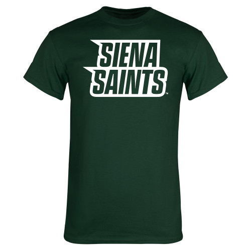 Siena Dark Green T Shirt - Siena Saints Wordmark Stacked