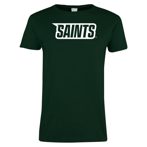  Womens Dark Green Short Sleeve Tee - Saints Wordmark