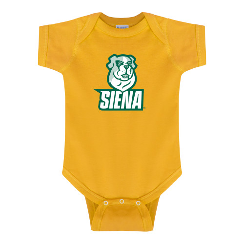 Siena Gold Infant Onesie - Siena Athletic Mark Vertical