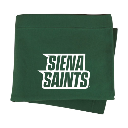 Siena Dark Green Sweatshirt Blanket - Siena Saints Wordmark Stacked