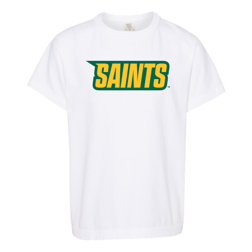 Siena Comfort Colors Youth White T Shirt - Saints Wordmark