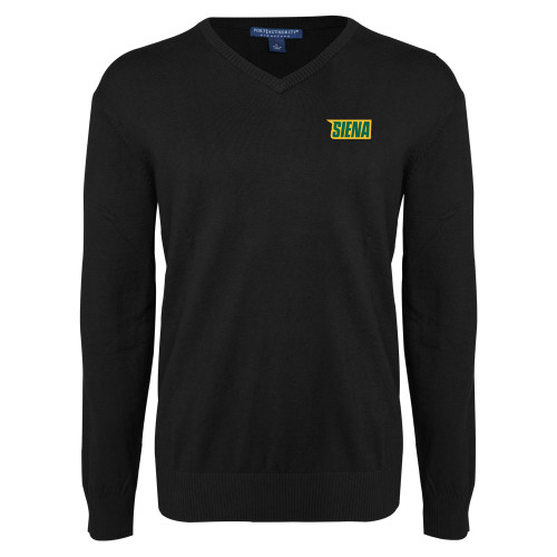 Siena Black VNeck Sweater - Siena Wordmark