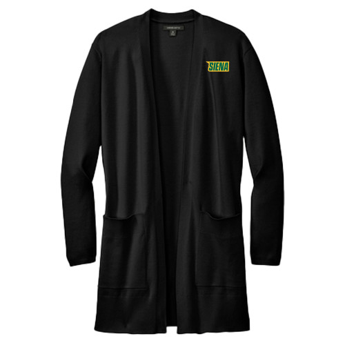 Siena Mercer + Mettle Womens Black Open Front Cardigan Sweater - Siena Wordmark
