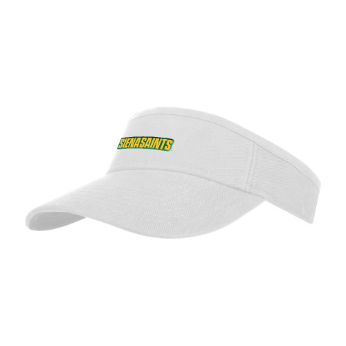  White Visor - Siena Saints Wordmark Flat
