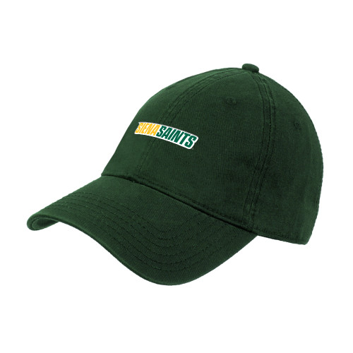 Siena Dark Green Unstructured Adjustable Low Profile Hat - Siena Saints Wordmark Flat
