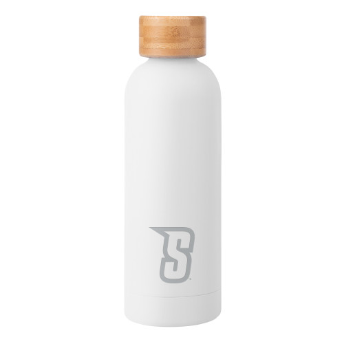 Siena Blair White Stainless Steel Bottle w/ Bamboo Lid 17 oz - Siena Initial Mark Engraved