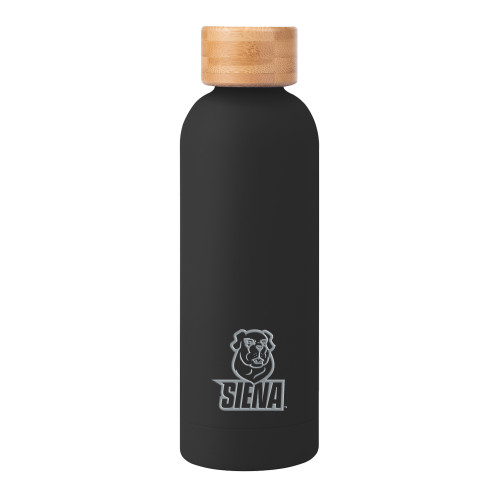 Siena Blair Black Stainless Steel Bottle w/ Bamboo Lid 17 oz - Siena Athletic Mark Vertical Engraved